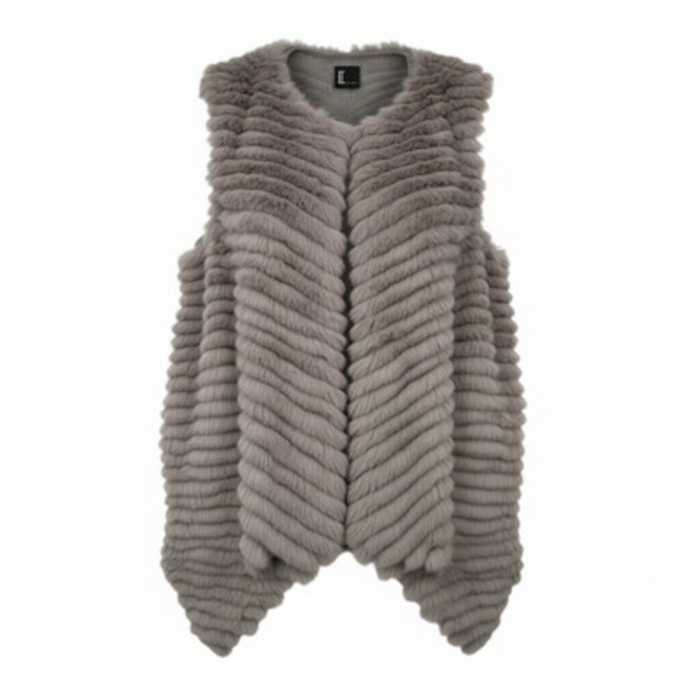 Love Token Gray Rabbit Fur Vest Size S